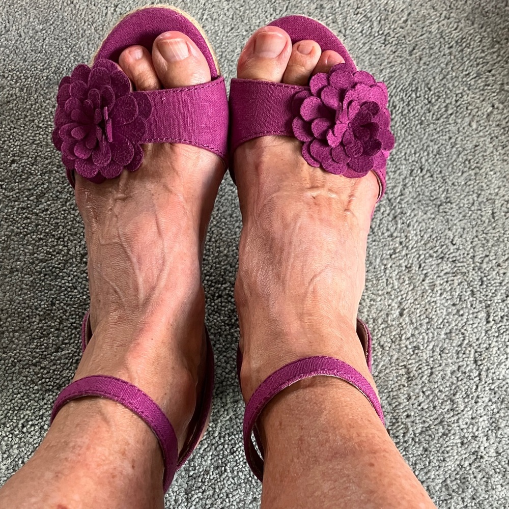 Payless Purple Heels with Flower Accent